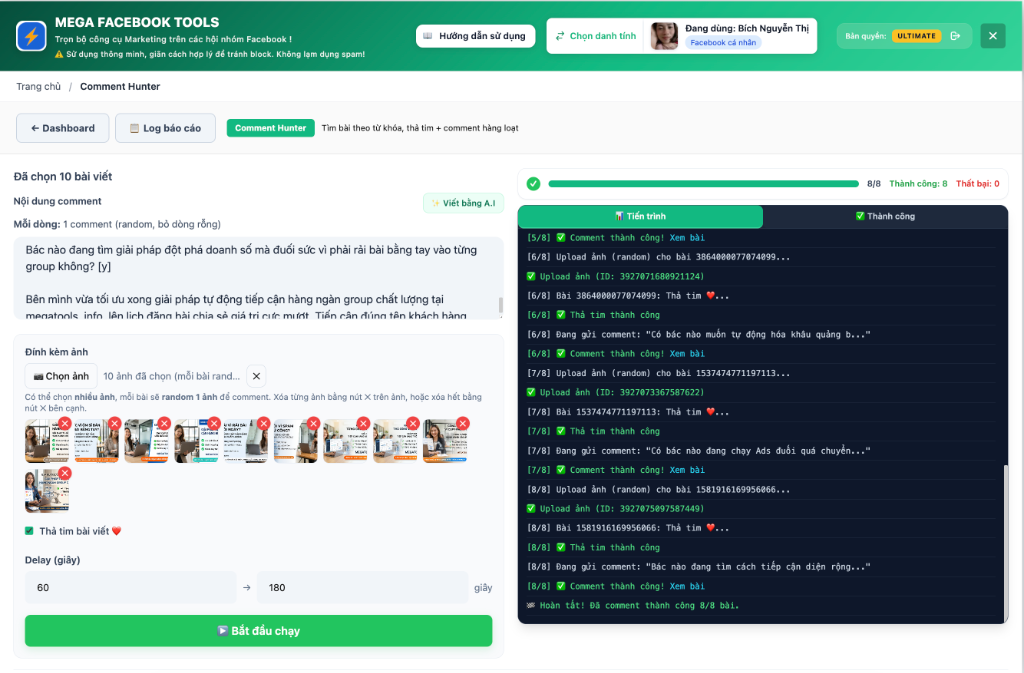 Kết quả Comment Hunter